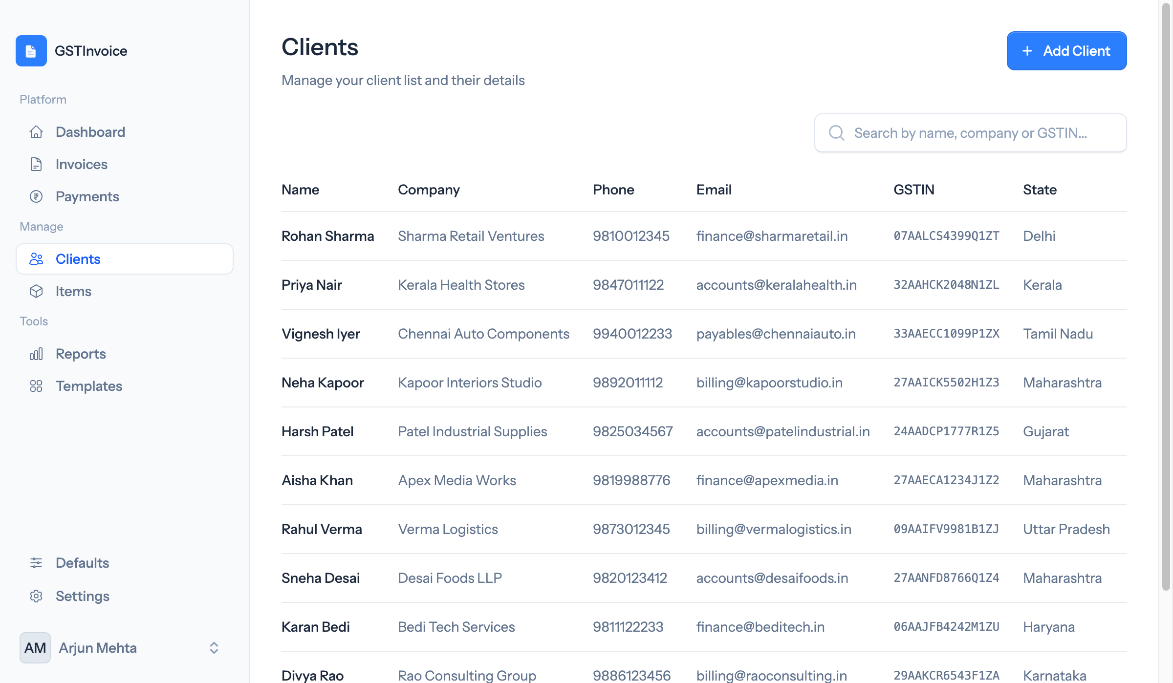 GSTInvoice Clients