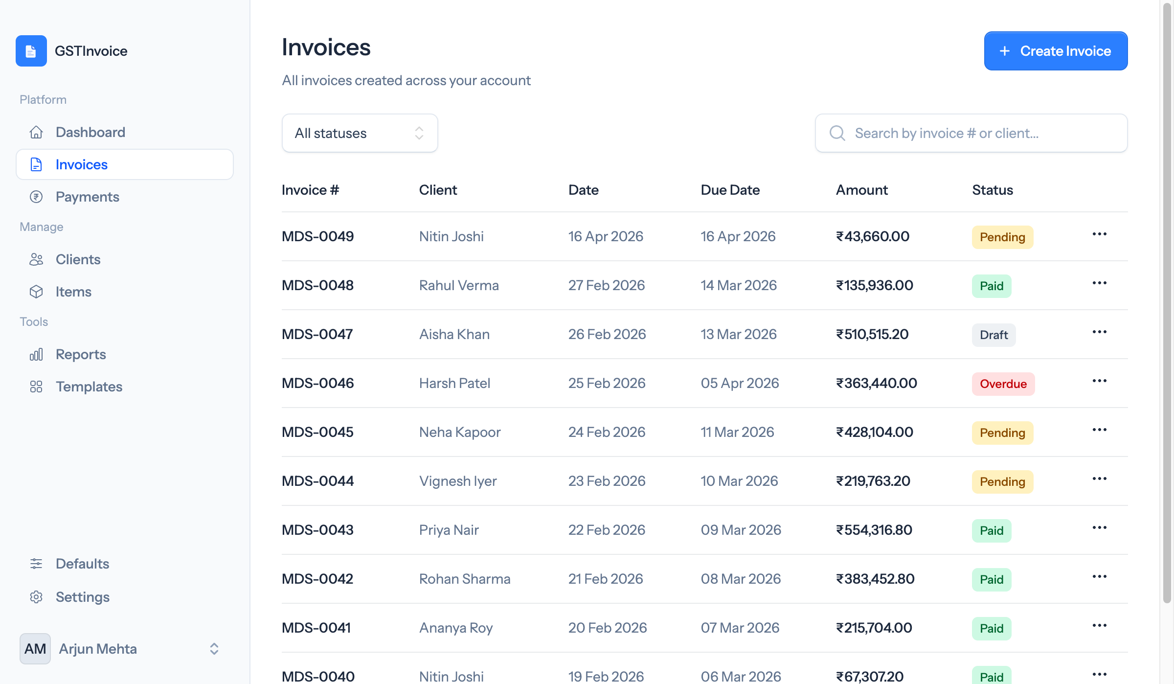 GSTInvoice Invoices