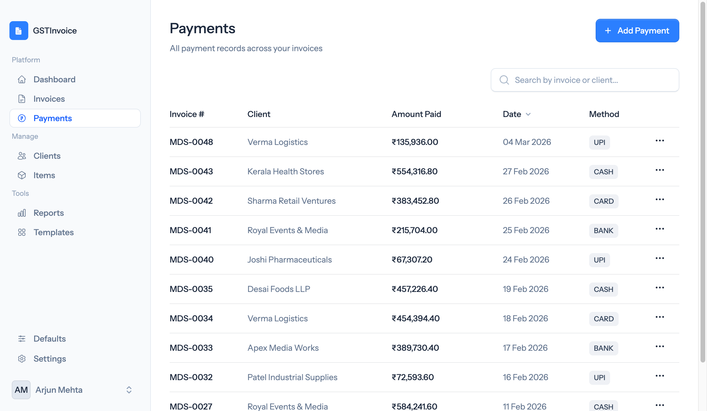 GSTInvoice Payments