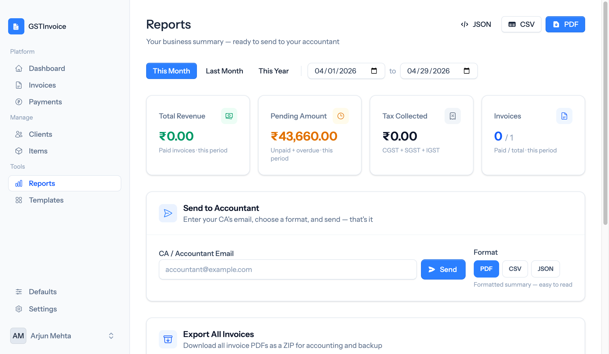 GSTInvoice Reports